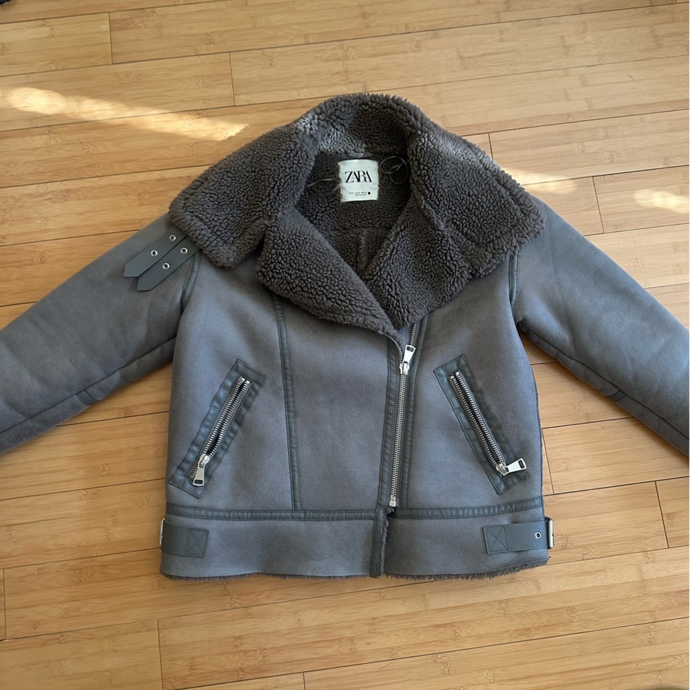 Zara Gray Shearling Jacket